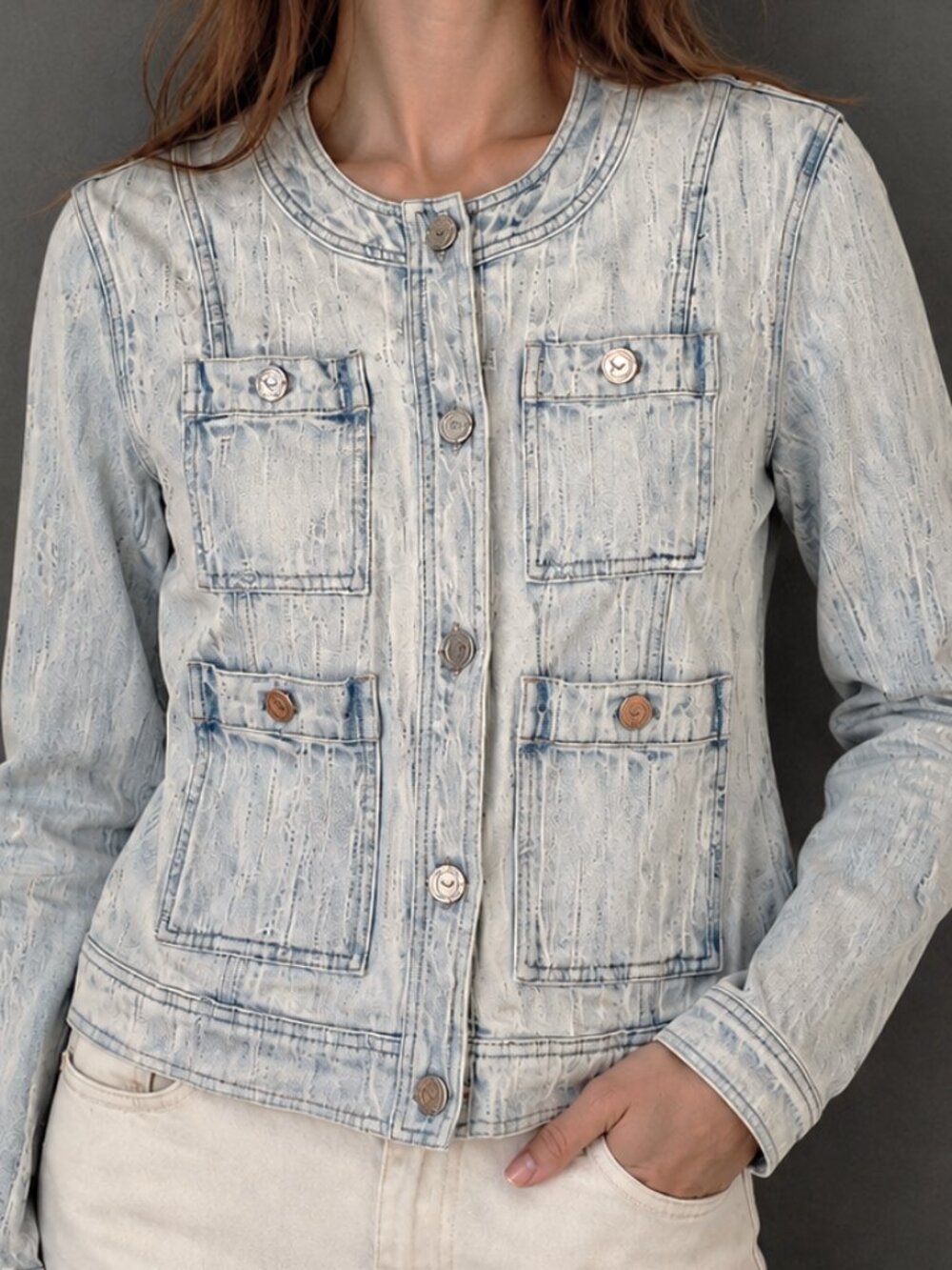 Rebecca Minkoff 100% Cotton Acid Wash Denim Jacket